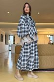 Roberta Plaid Brushed Cotton Drape Cape Shadow